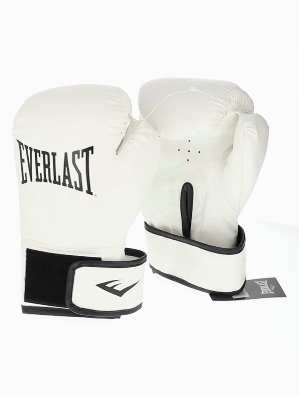 Everlast Black and White Velcro Hand Wrap Boxing Gloves Amazing Condition